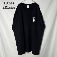【Hanes】十字架 イエス キリスト 宗教　ワンポイント　プリントロゴ　オーバーサイズ　半袖Tシャツ　クロ　2XL US古着
