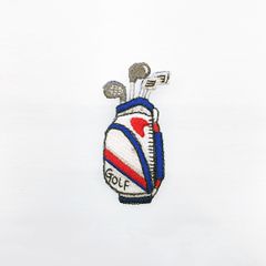 【LM / エルム】ブローチ キャディバッグ (ブルー)  /  立体刺繍アクセサリー ゴルフクラブ
