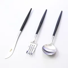 新品 クチポール GOA ゴア ブラック ディナーナイフ ディナーフォーク ディナースプーン 3本セット 3点セット 洋食器