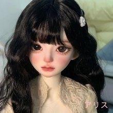 BJDドール用ウィッグ 気質系少女髪 1/3 1/4 1/6前髪あり ツキホワイト?ブラック 自然な手作りウェーブ ヘアパーツ