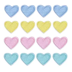 【在庫セール】BLOOPIC アイロン ワッペン 16枚セット 刺繍ワッペン おしゃれ 小さいハート ガーメント パッチ 補修 DIY アップリケ 女の子 男の子 かわいい 装飾 （B）