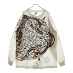 VINTAGE (ヴィンテージ) 90S M.C. ESCHER SNAKE M.C エッシャー スネーク オーバープリント ロングスリーブ 長袖Tシャツ ホワイト