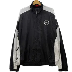 90's Puma プーマ 90年代 VINTAGE トラックジャケット スポーツウェア メッシュ地 ライトアウターフロントプリント ベトナム製 XLサイズ ブラック ホワイト