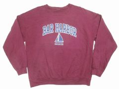 BAR HARBOR カレッジ風プリントスウェットシャツ L エンジ アメリカ古着