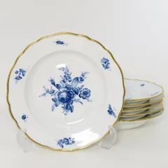マイセン 青い花 プレート 22cm 2点 中皿/花/ブルー/白磁/陶器/食器