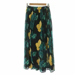 スピック&スパン Spick&Span タグ付き ギャザースカート フレア ミモレ ロング 花柄 フラワープリント 36 S 黒 ブラック /NQ