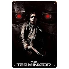 【822】新品 レトロ ブリキ看板 ★ THE TERMINATOR ★ ターミネーター アーノルドシュワルツェネッガー ジェームズキャメロン SF映画 アクション映画 ムービー アメリカン雑貨 ガレージ フェンス ヴィンテージ