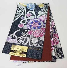 お値下げ 中古品 振袖用 正絹 袋帯 シルバー地に紫大花 成人式 ママ振にも 中古品 振袖用 正絹 袋帯 シルバー地に紫大花 成人式 ママ振にも