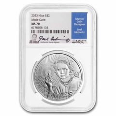 [保証書・スラブ付き] 2023年 (新品) ニウエ「アイコン・マリー・キュリー」純銀 1オンス 銀貨 NGC MS70