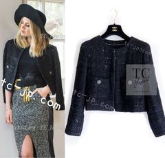 シャネル ジャケット CHANEL ブラック ドバイ ルサージュ ノー
