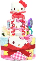 KanonBabys おむつケーキ 女の子 出産祝い 赤ちゃん 誕生日 ベビーシャワー ギフト(ピンク,  2段 Sサイズ)