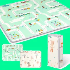 Bear お昼寝マット ベビーマット 防音マット 防水 Animals 折りたたみ 厚手 ジョイントマット 収納しやすい 200*180*2 プレイマット 赤ちゃん プレイマット-Artake