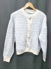 ◇ ⊇ ZARA ザラ 長袖 ニット カーディガン サイズEUR S USA S MEX 26 オフホワイト系 ブルー レディース P  【1409090017377】