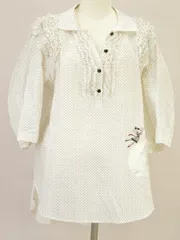 アルベロベロ ALBEROBELLO ぶたさん シャツチュニック ドット ワンピース ホワイト レディース j_p F-M13285