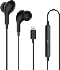 K-815  Laza-Vally MFi認証 iphone カナル型有線イヤホン 磁気設計 マイク/リモコン付き テレワーク 在宅勤務用 ステレオイヤフォン ライトニング イヤホンジャック対応 「黒」