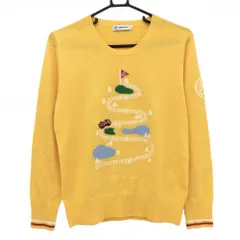 【美品】アンパスィ セーター イエロー×白×グリーン ニット ウール混 薄手 レディース L ゴルフウェア and per se 美品】アンパスィ セーター イエロー×白×グリーン ニット ウール
