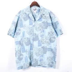 パラダイス スタイル 半袖シャツ アロハシャツ アメリカ古着 トップス メンズ Mサイズ ブルー paradise style 【中古】