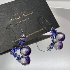 紫陽花カラーのグラデーションフープピアス