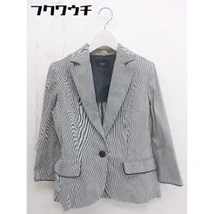 ◇ VICKY ビッキー 1B シングル ストライプ 長袖 テーラード ジャケット サイズ2 ホワイト ブラック系 レディース P  【1112160007467】