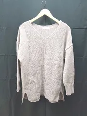 ◇ AMERICAN HOLIC アメリカン ホリック Vネック　ケーブル　スリット 長袖 ニット サイズM ピンク系 レディース E  【1303160001122】