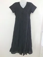 ◇ fifth フィフス Vネック 花柄 刺繍 半袖 ロング ワンピース ブラック レディース  【中古】 【1203100001369】