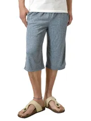 ハーフパンツ 《72ブルー杢》 新品 未使用 カチオンドライ 吸汗速乾 接触冷感 UVカット UPF50+ ステテコ 7分丈 パジャマ 部屋着 【A3L】【メール便2】 ファッション