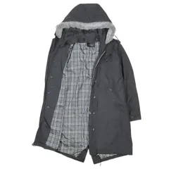 バーバリーブラックレーベル BURBERRY BLACK LABEL 裏地ノバチェック モッズコート ジャケット ロング丈 中綿入り キルティング ライナー ボア ファー フード ナイロン アウター サイズL ブラック 黒 メンズ YBA11