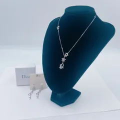 8FM115 Christian Dior  クリスチャンディオール ネックレス / ピアス（セット） スター（星モチーフ）デザイン ジュエリーネックレス レディース シルバー 中古