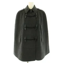 バーバリー ロンドン BURBERRY LONDON ポンチョ ケープ ダッフルコート ショート丈 トグルボタン 裏地ノバチェック ウール F 黒 ブラック /BBのサムネイル