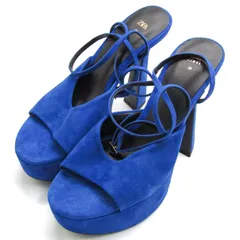 ザラ 厚底 ハイヒール サンダル ストラップ スエード 靴 レディース 36サイズ ブルー ZARA 【中古】
