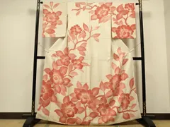 D819 藤娘きぬたや本総絞り牡丹枝梅正絹 着物袷極美品