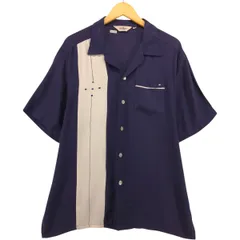 古着 ダビンチ Da Vinci ツートン 半袖 オープンカラー アセテート×レーヨンシャツ ボックスシャツ USA製 メンズXL相当/eaa567395