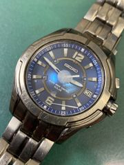 【稼働品】セイコー 電波ソーラー 7B22 希少青彫刻文字盤 チタン ベルト換装 稼働品】セイコー 電波ソーラー 7B22 希少青彫刻文字盤 チタン ベルト