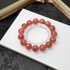 高級品ラー油レッド天然キラキラ濃い発色天然サンストーンブレスレット 