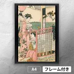 版画　歌麿　美人　手紙 巻物 恋文 額装　オブジェ　インテリア yuinouyasan_g5697
