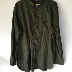 ユニクロ フランネルスタンドカラーシャツ メンズ XL カーキ 2701202510100040