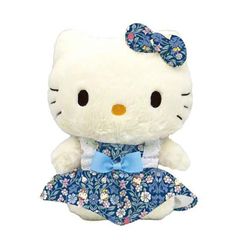 サンリオ　SANRIO　リバティ・ファブリックス×ハローキティ　コラボ　ぬいぐるみ　Ｓサイズ　ブルー　190390-24　2024年4月発売