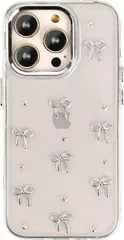 竹下工房 リボンxキラキラ スマホケース ラメ クリア 韓国 かわいい iphoneケース(クリア,  iPhone16pro)