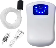 TURELAX エアーポンプ 釣り用 酸素ポンプ バケツ用携帯エアポンプ 2600mAh 大容量 USB充電式 50時間 静音 防滴 水槽 水族館 酸素増加 小型 エアレーション( ホワイト,  シングルエア吐出口)のサムネイル