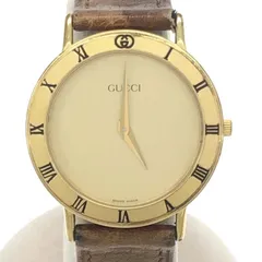 不動 腕時計 GUCCI グッチ 3000.2.M クォーツ QZ ラウンド ゴールドカラー文字盤 メンズ ケース有 gen16