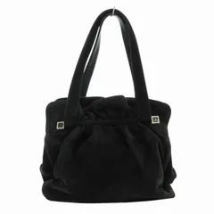 ジョルジオアルマーニ GIORGIO ARMANI ハンドバッグ トート スエード レザー 皮革 ロゴ金具 黒 ブラック /FT 1003 IBO55のサムネイル