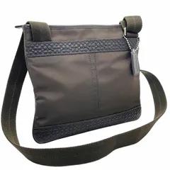 コーチ ショルダーバッグ ミニシグネチャー クロスボディー ナイロン レザー 革 ダークブラウン 濃茶 こげ茶 F70597 COACH メッセンジャーバッグ 斜め掛け バッグ バック カバン 鞄 メンズ 紳士 アウトレット 【中古】