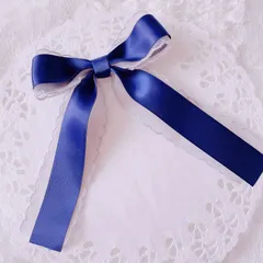 ❤️234スカラップレースサテンリボンクリップピン❤️ネイビー