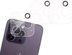 JACRON 3枚セット 対応iPhone 14 Pro/iPhone Max カメラフィルム 日本旭硝子 硬度9H 高透過率 指紋防止 気泡防止 飛散防止 キズ防止 耐衝撃 貼り付け簡単 全面保護(YCO-9CS-735)