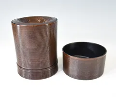 「竹　糸目　水指・建水　二点一組」茶道具 漆芸 漆器  竹芸 2点セット 紙箱