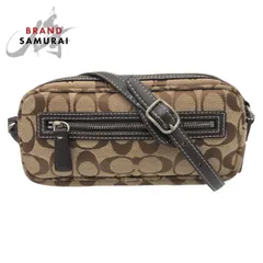 美品 COACH コーチ シグネチャー ブラウン キャンバス 6073