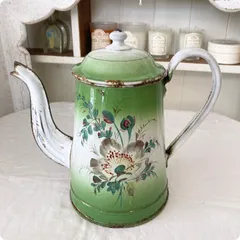 フランスアンティークJapy社小鳥とベリーのホーロースーピエールチューリーン フランスアンティークJapy社小鳥とベリーのホーロースーピエール