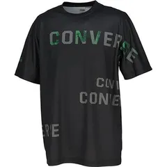 【新品】【 Sサイズのみ】CONVERSE(コンバース) 吸汗速乾 半袖 バスケウェア メンズ プリントTシャツ ブラック×カーキ CB232357-1946-S
