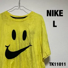 NIKE Tシャツ 半袖 L イエロー ビッグプリント イラスト ニコちゃん ナイキ 古着 TK11011