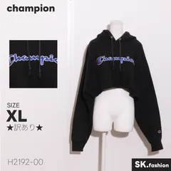 ★訳あり★ champion チャンピオン トップス スウェット 長袖 パーカー ロゴ刺繡 フード付き コットン混 　ブラック　 【H2192-00】 送料無料　古着　レディース